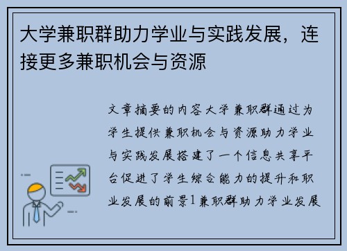 大学兼职群助力学业与实践发展，连接更多兼职机会与资源